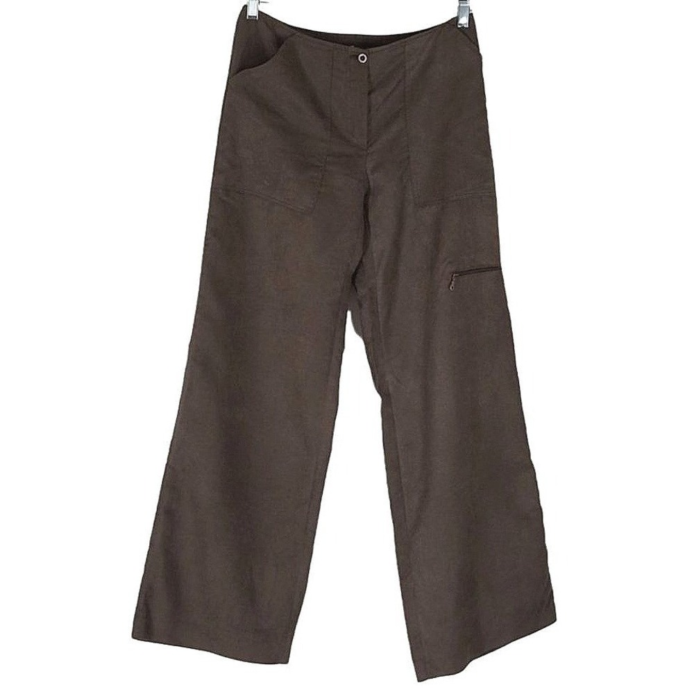 Motivi‎ Cargo Pants Women Size 10 Brown Wide Leg Italian Faux Suede Utility